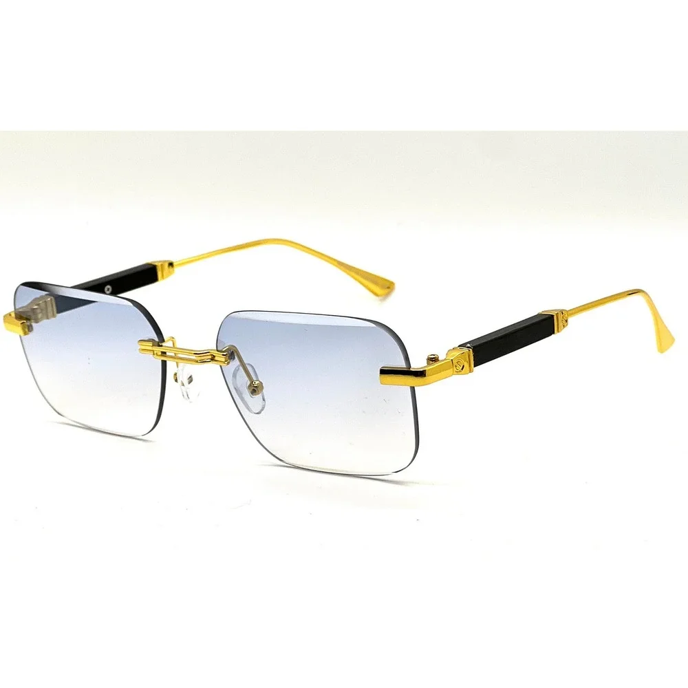 Men's Retro  Rectangular‎ Sunglasses Gold Blue Gradient Lenses Fashion Eyewear